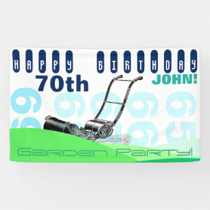 Vintage Lawnmower 70th Birthday banner