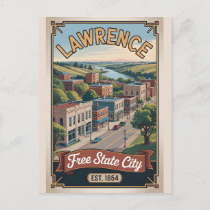 Vintage Lawrence Kansas Retro Travel Postcard