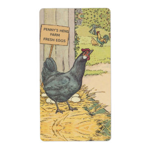 Vintage Laying Hen Farm Fresh Egg Carton Label
