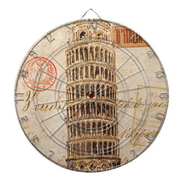 Vintage Leaning Tower of Pisa Dartboard (Front)
