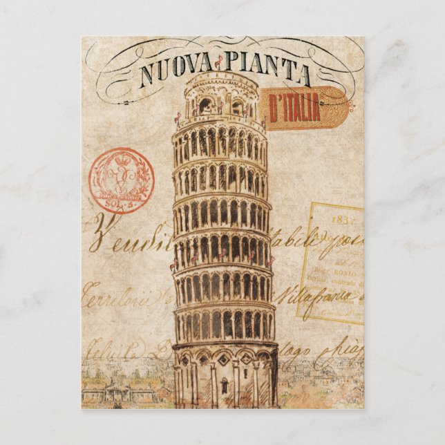 Vintage Leaning Tower of Pisa Postcard (Front)