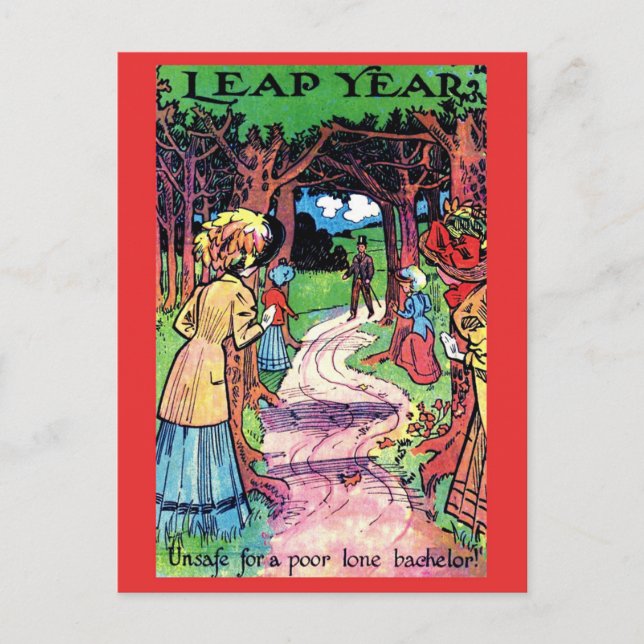Vintage Leap Year Postcard Fun Early 1900's Image (Front)