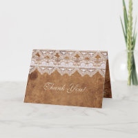 Vintage Leather and Lace Thank You Card