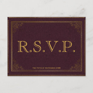Vintage Leather Book Bibliophile RSVP Card