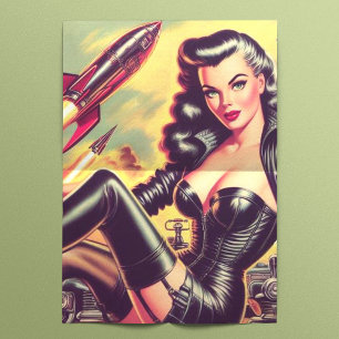Vintage Leather Girl Sci-Fi Tissue Paper