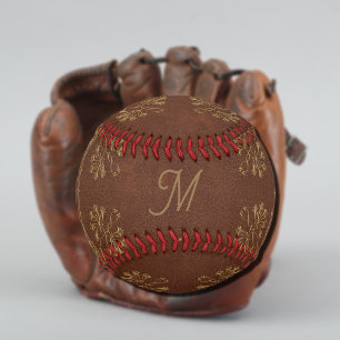 Vintage Leather Look -monogrammed Softball