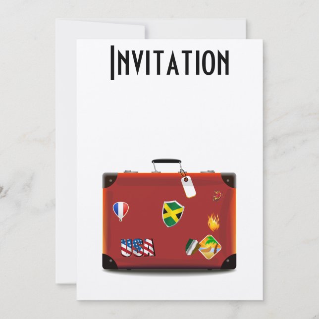 Vintage Leather Suitcase Invitation (Front)