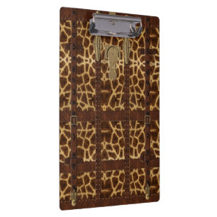 Vintage Leather Tribal Giraffe Animal Print Clipboard
