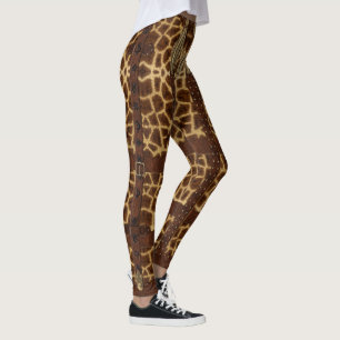 Vintage Leather Tribal Giraffe Animal Print Leggings