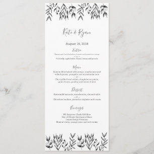 Vintage leaves grey Wedding Menu Card