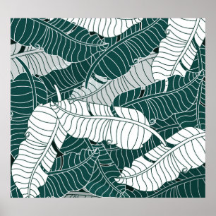 Vintage Leaves Pattern Background Poster
