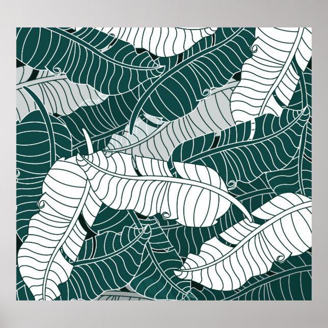 Vintage Leaves Pattern Background Poster (Front)