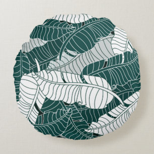 Vintage Leaves Pattern Background Round Cushion