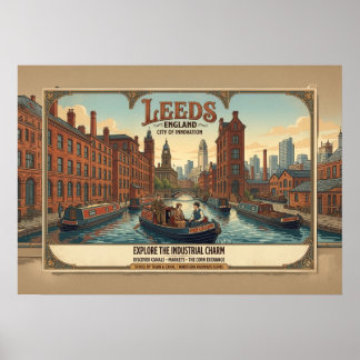 Vintage Leeds England Travel Poster