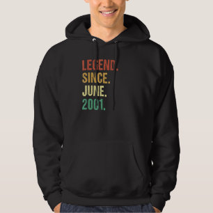 Vintage Legend Since June 2001 21st Birthday 21 Ye Hoodie