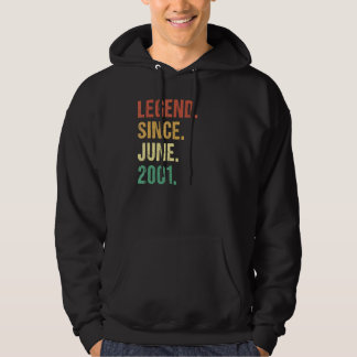 Vintage Legend Since June 2001 21st Birthday 21 Ye Hoodie