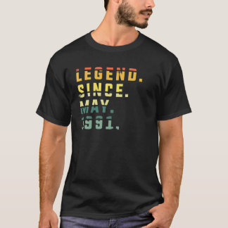Vintage Legend Since May 1991 30Th Birthday 30 Yea T-Shirt