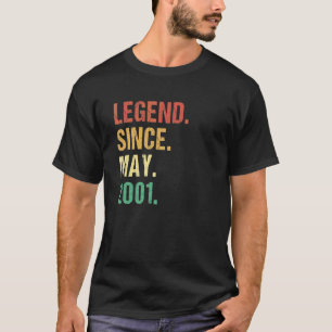 Vintage Legend Since May 2001 21st Birthday 21 Yea T-Shirt