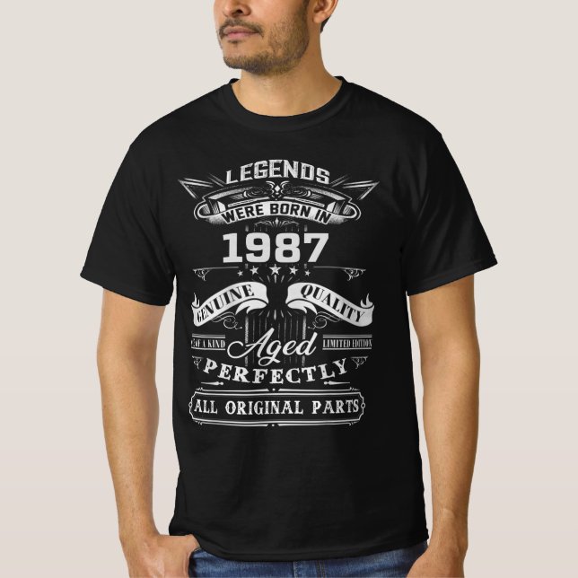Vintage Legend Were Born In 1987 , 1987 Happy Birt T-Shirt (Front)