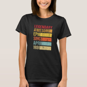 Vintage Legendary Awesome Epic Since April 1986 Bi T-Shirt