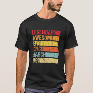 Vintage Legendary Awesome Epic Since March 1992 Bi T-Shirt