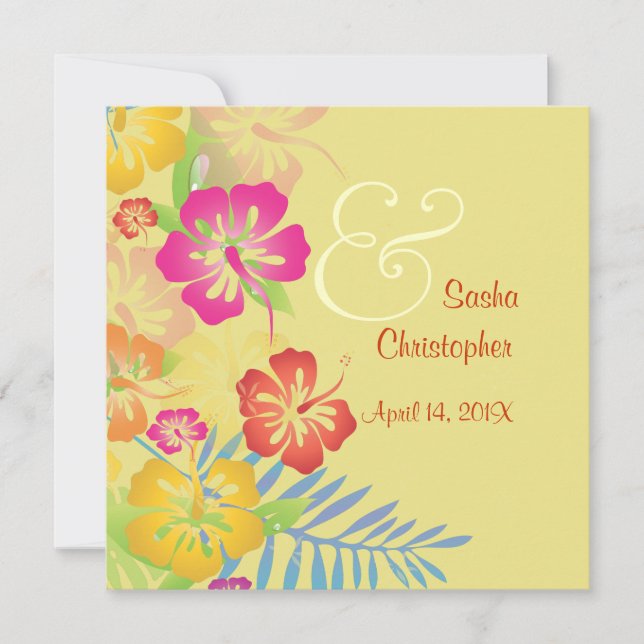 Vintage/Leis/Luau/hibiscusWedding Invitations (Front)