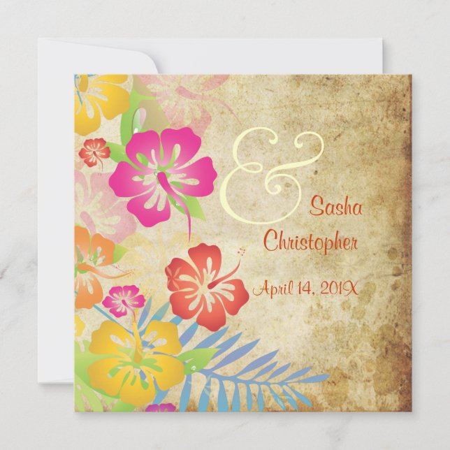 Vintage/Leis/Luau/hibiscusWedding Invitations (Front)