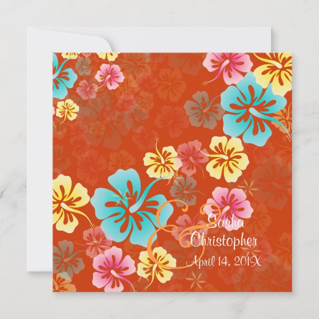 Vintage/Leis/Luau/hibiscusWedding Invitations (Front)
