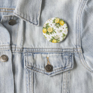 Vintage Lemon Blossom Pattern Cottagecore Citrus 6 Cm Round Badge