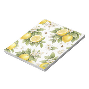 Vintage Lemon Blossom Pattern Cottagecore Citrus Notepad