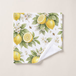 Vintage Lemon Blossom Pattern   Cottagecore Citrus Wash Cloth