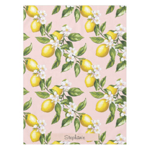 Vintage Lemon & Blossom Pattern on Pink (2) Tablecloth