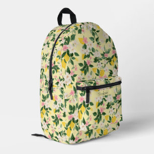 Vintage Lemon & Blossom Pattern on Yellow Printed Backpack