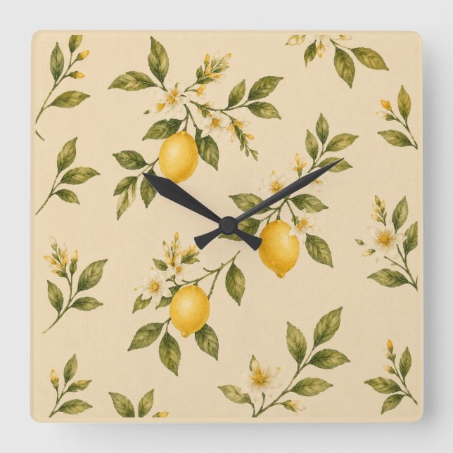 Vintage Lemon Blossom Wall Clock (Front)