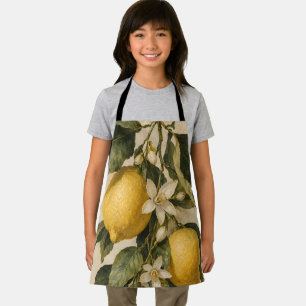 Vintage Lemon Botanical Mediterranean Kitchen Apron