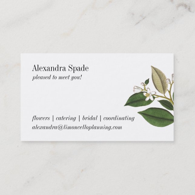 Vintage Lemon Botanical Print Business Card (Back)