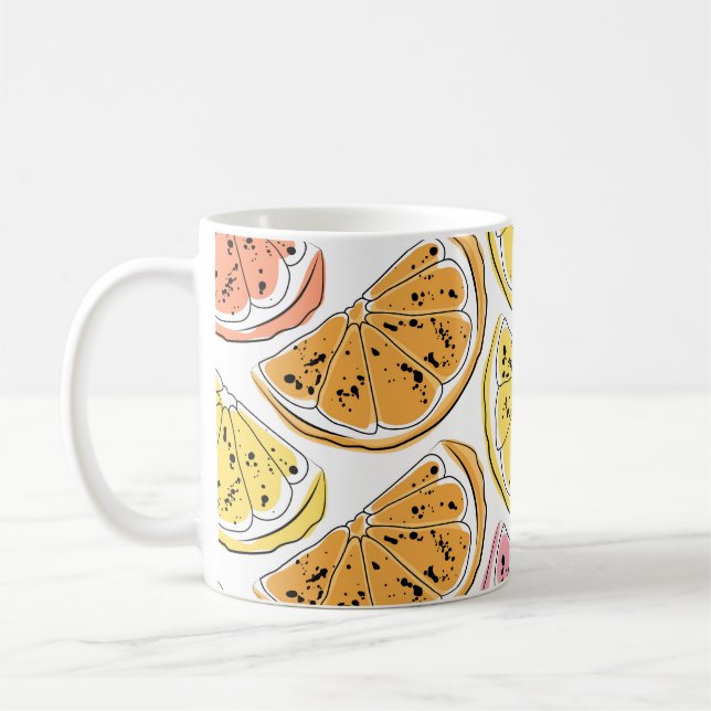 Vintage Lemon Citrus Summer Texture Coffee Mug (Left)