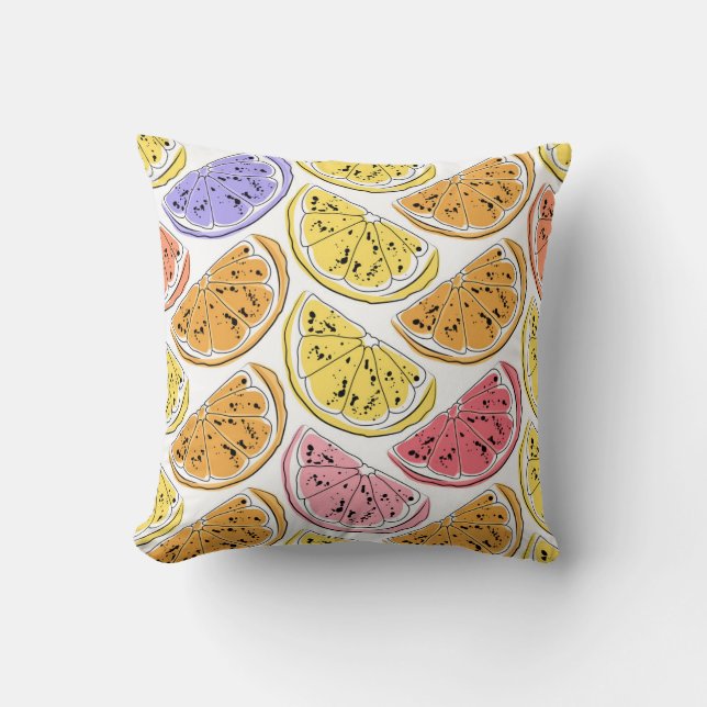 Vintage Lemon Citrus Summer Texture Cushion (Front)