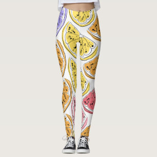 Vintage Lemon Citrus Summer Texture Leggings