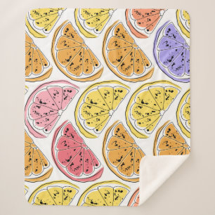 Vintage Lemon Citrus Summer Texture Sherpa Blanket