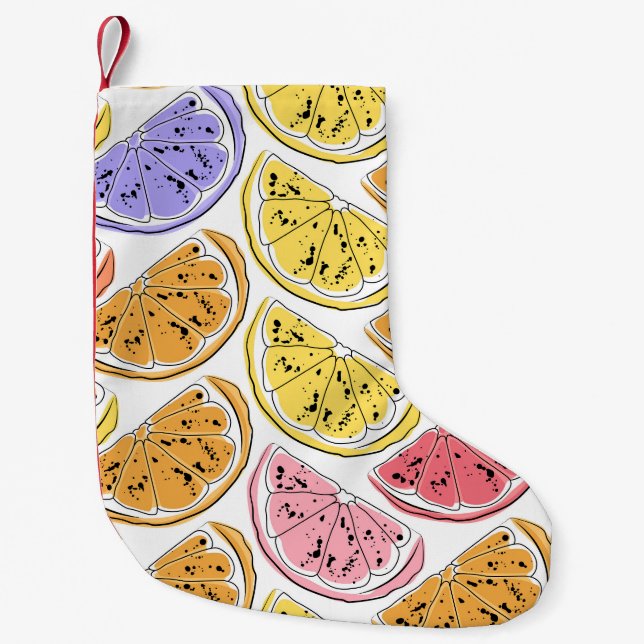 Vintage Lemon Citrus Summer Texture Small Christmas Stocking (Front)