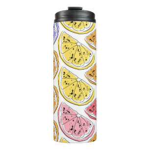 Vintage Lemon Citrus Summer Texture Thermal Tumbler