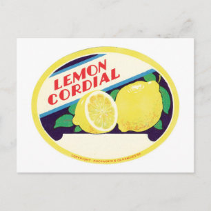 Vintage Lemon Cordial Label Postcard