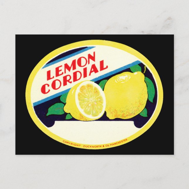 Vintage Lemon Cordial Label Postcard (Front)