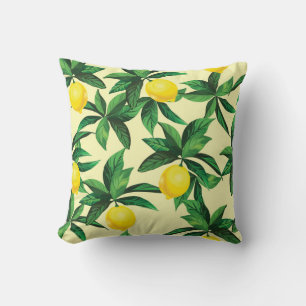 Vintage lemon, decorative seamless pattern cushion