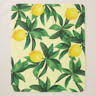 Vintage lemon, decorative seamless pattern sherpa blanket