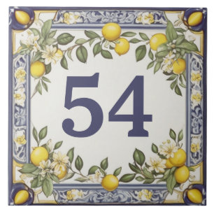 Vintage Lemon Door House Number Plate Plaque Sign Ceramic Tile