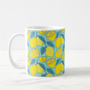 Vintage lemon fresh tropical fruit seamless patter coffee mug