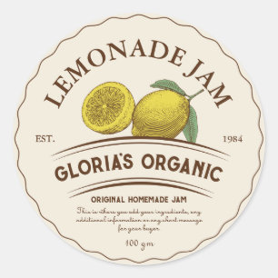 Vintage Lemon Fruit Lemonade Jam Food Label