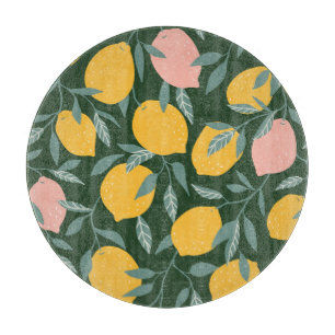 Vintage Lemon Fruit Seamless Pattern Cutting Board